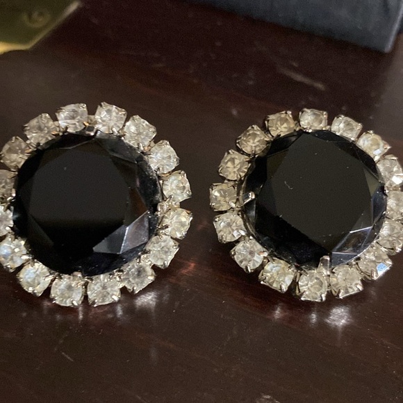 Vintage/Rhinestone,Black Stone/Silver Tone/Clip ons - Picture 4 of 9